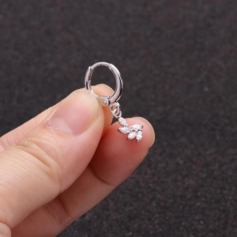 1pc Small Hoop Earrings for Women CZ Heart Star Flower Cross Wing Sunflower Geometric Hoops Gold Silver Color Jewelry Earing