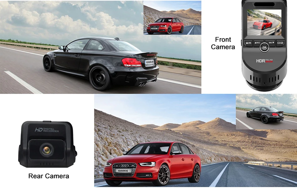 Автомобильный видеорегистратор с разрешением 4 K WDR wifi gps двойной объектив Dashcam