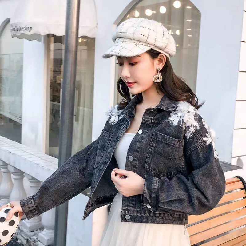 Женские джинсы с цветочной вышивкой свободные Джинсы бойфренда рукавом летучая