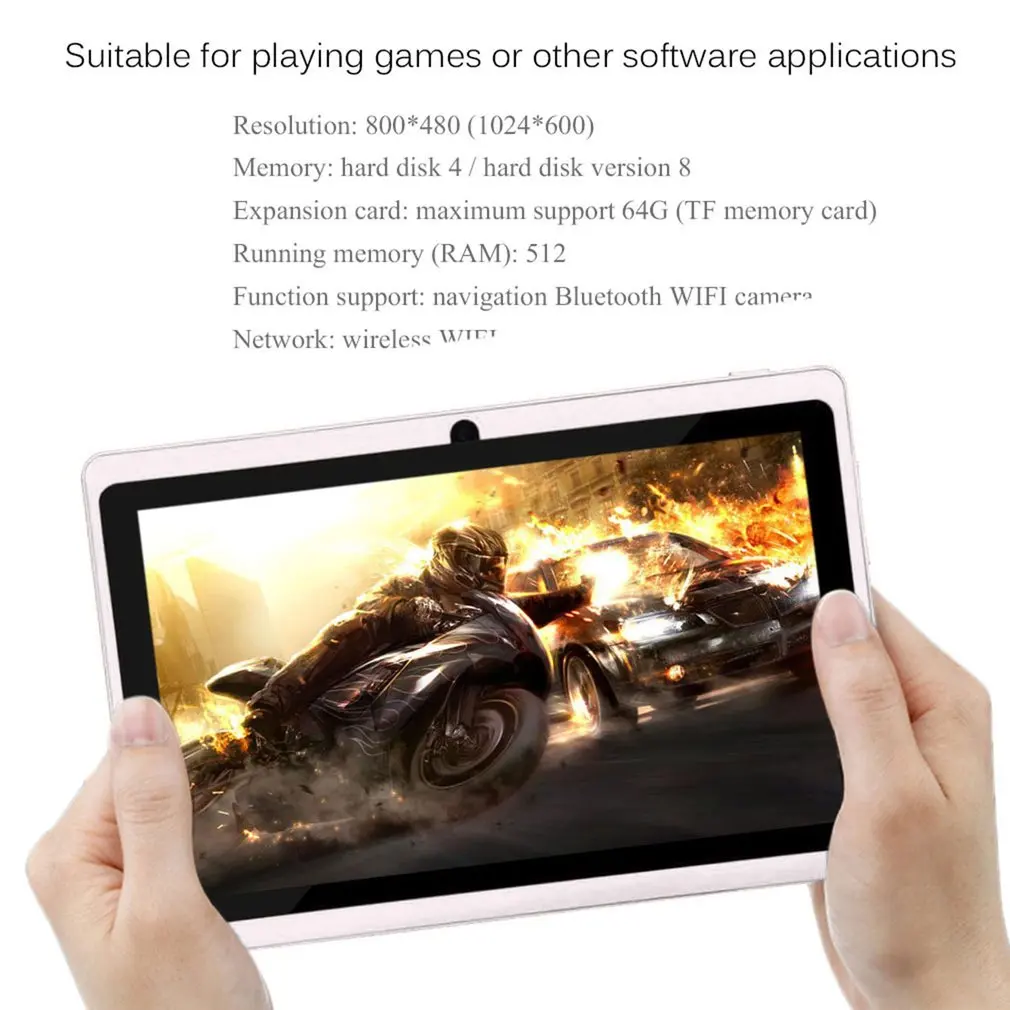 Черный Планшет 7 дюймов Android TFT дисплей HD 1080P 1024x600 четырехъядерный детский подарок планшет Bluetooth Wifi 512MB+ 8GB игры планшеты с двойной камерой - Цвет: Черный
