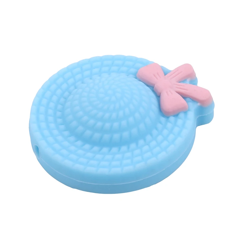 

5PCS Baby Chewing Toy Teether Creative Baby Necklace Teeth Gel Cute Bow Cap Baby Silicone Grinding Beads DIY Jewelry Accessories