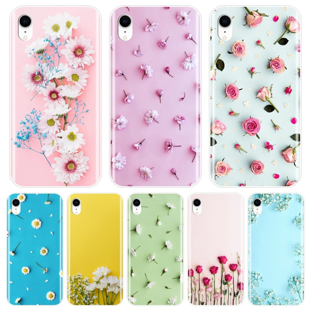 Чехол для Apple iPhone 6 S 7 8 X XR XS Max силиконовый мягкий чехол накладка с цветами розы Plus