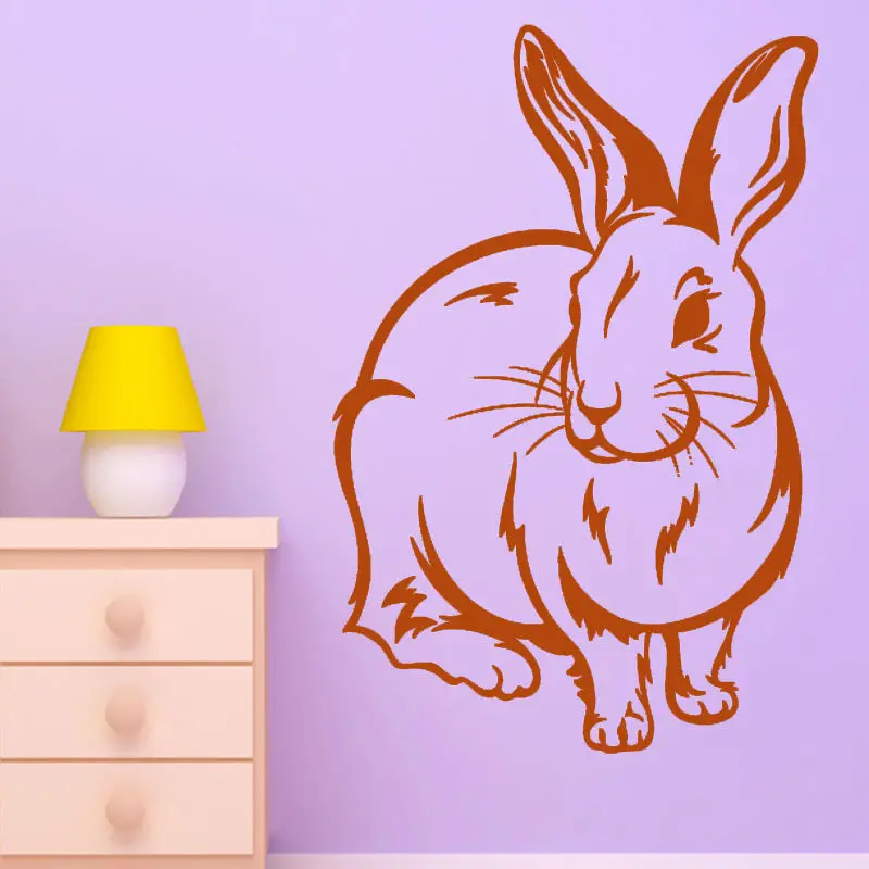 Большой стикер на стену в виде кролика для детской спальни виниловые съемные