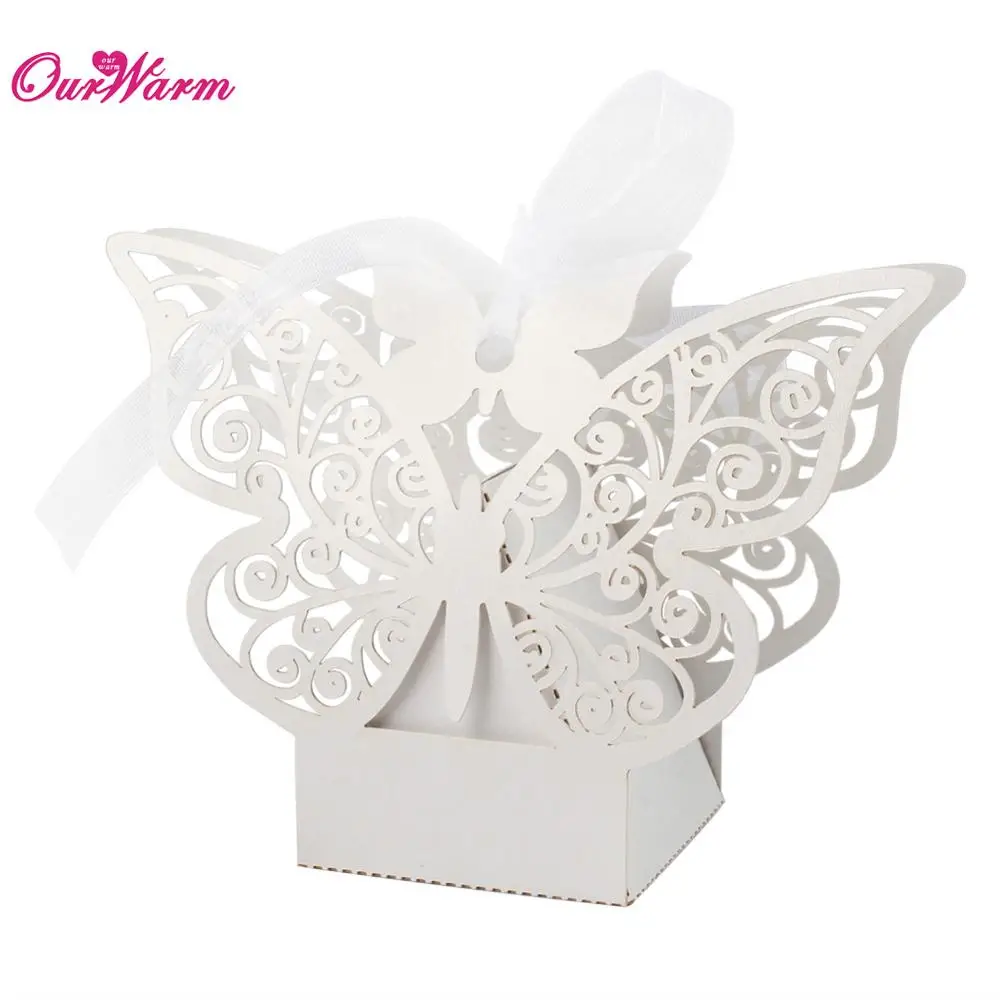 White Ourwarm 10 шт. свадебные сувениры бумажные упаковки для конфет коробка десерт Подарочная коробка для гостей крещение свадебный сувенир вечерние украшения - Цвет: White
