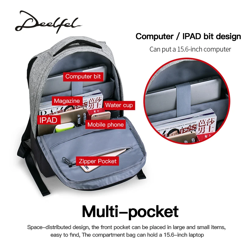 Deelfel Bookbags для школы Bagpack 15 6 дюймов рюкзак ноутбука женщин мужчин школьный сумка - Фото №1