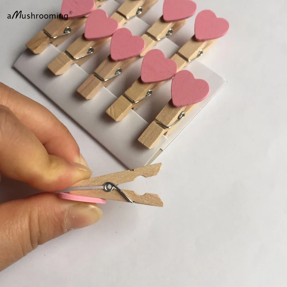 Деревянные Мини клипсы в виде сердца 10 шт. подарочные колышки для свадьбы
