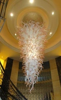 new design modern large chandeliers white fading color 100 hand made blown glass chandelier lighting for staircase