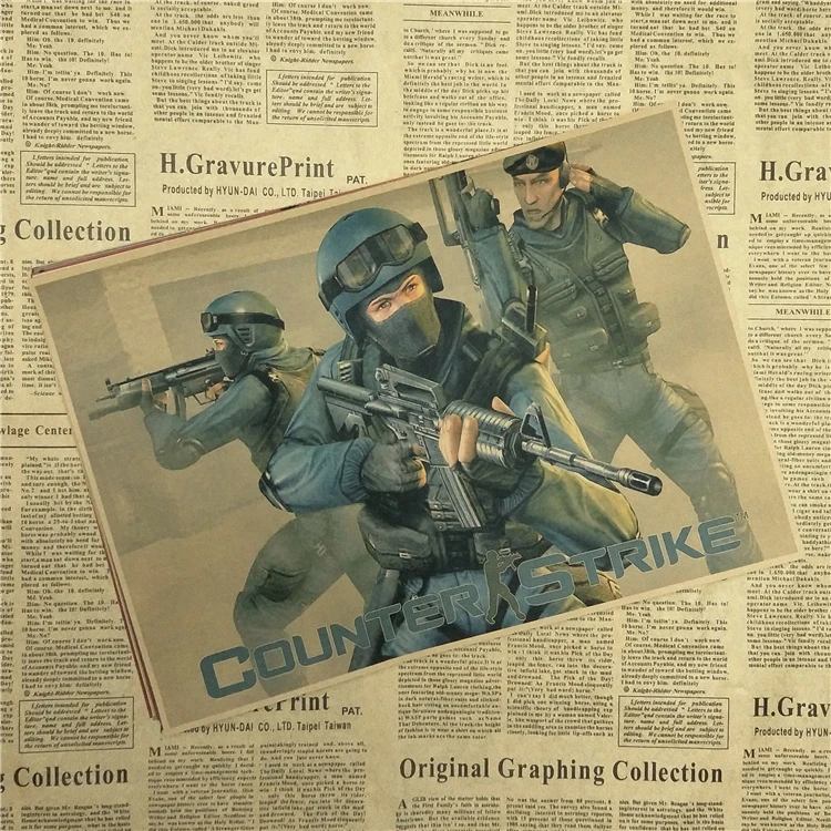 Плакат из игры Counter-Strike CS анти-ужас Элитная Ретро картина коричневой бумаги