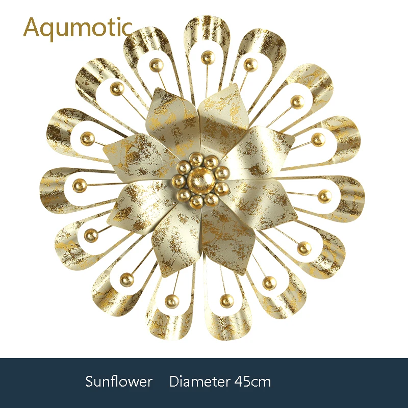 Sunflower45cm Aqumotic Железный цветок стенд 3d Искусственные цветы настенный художественный Декор для дома металлический Арт Деко бар фон Золотой для гостиной - Цвет: Sunflower45cm