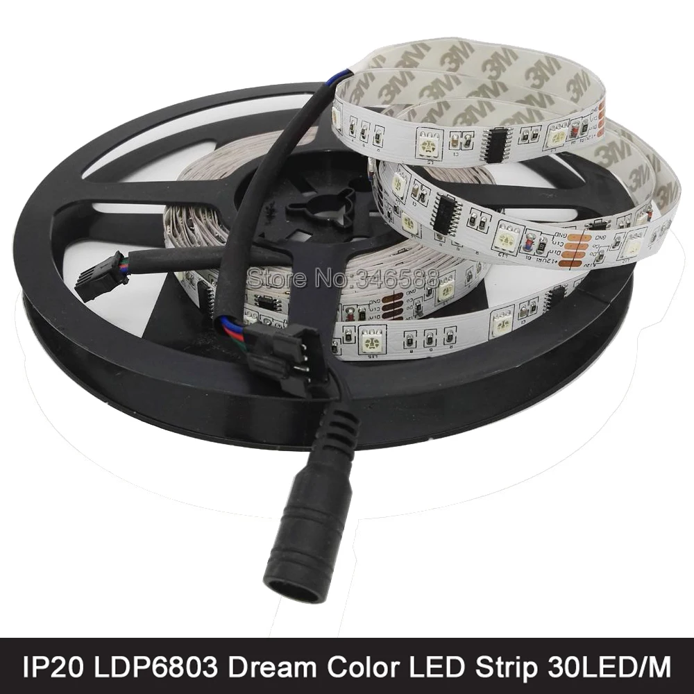 IP20 неводостойкая Светодиодная лента RGB 5 м 12 В 6803 IC цвета мечты 30 светодиодов/М 5050
