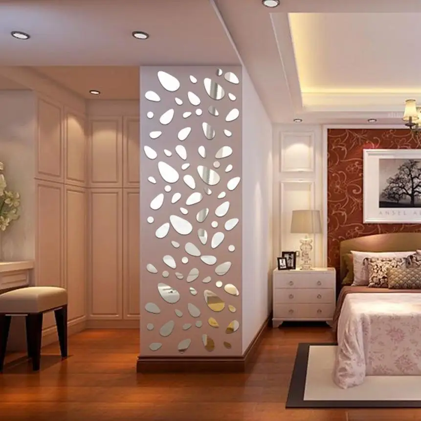 

Living room wallpaper bedroom dining room TV background wall creative decoration Cobblestone stickers 3D mirror wall sticker