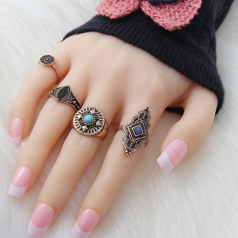 Набор колец с круглыми цветами в богемном стиле для Женщин Модные Этнические