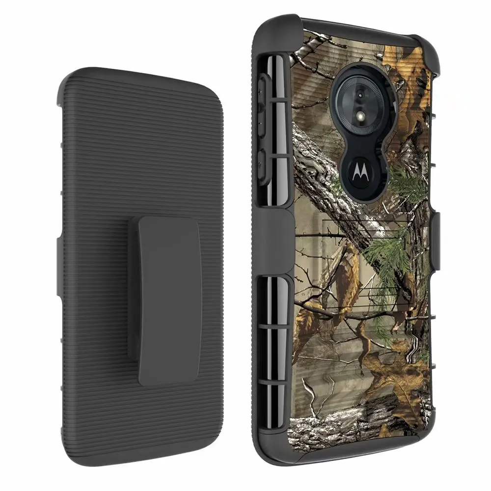 Camo Для Motorola Moto G6 Play/G6Play чехол Гибридный сверхмощный 3 в 1 военный Камуфляжный жесткий ударопрочный Чехол Зажим для ремня Стенд чехол - Цвет: Camo