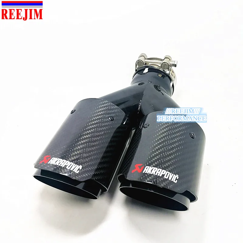 2 шт. двойной akrapovic выхлопная насадка из углеродного волокна выхлопной трубы