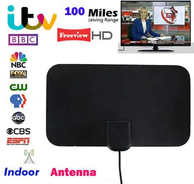 Тонкая внутренняя усиленная цифровая ТВ антенна HDTV 100 Mile Range