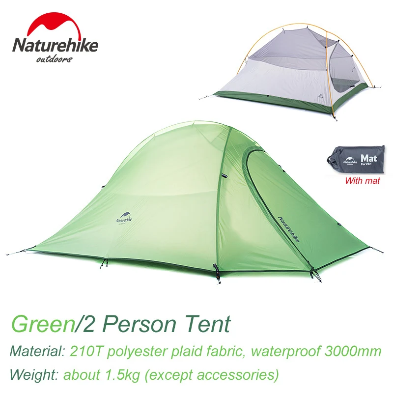 2 Person Green NatureHike открытый палатка 2 3 человек водонепроницаемый двойной слой Зима 4 сезон походный туристический 1 человек Сверхлегкий Палатка - Цвет: 2 Person Green