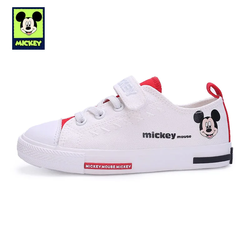White Mickey Shoes Обувь disney; детская обувь с Микки Маусом; сезон весна-осень; для мальчиков и девочек; парусиновая Удобная Повседневная Тканевая обувь на плоской подошве; размеры 24-30 - Цвет: White Mickey Shoes