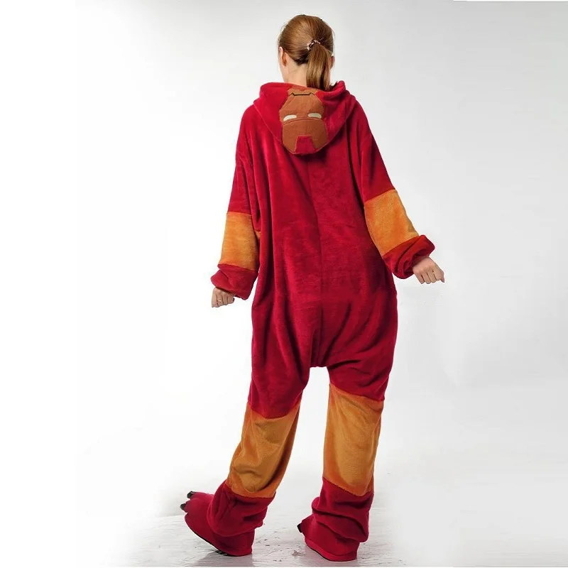 Персонаж человек паук Ironman onsie пижамы для девочек женщин зимние фланелевые Аниме