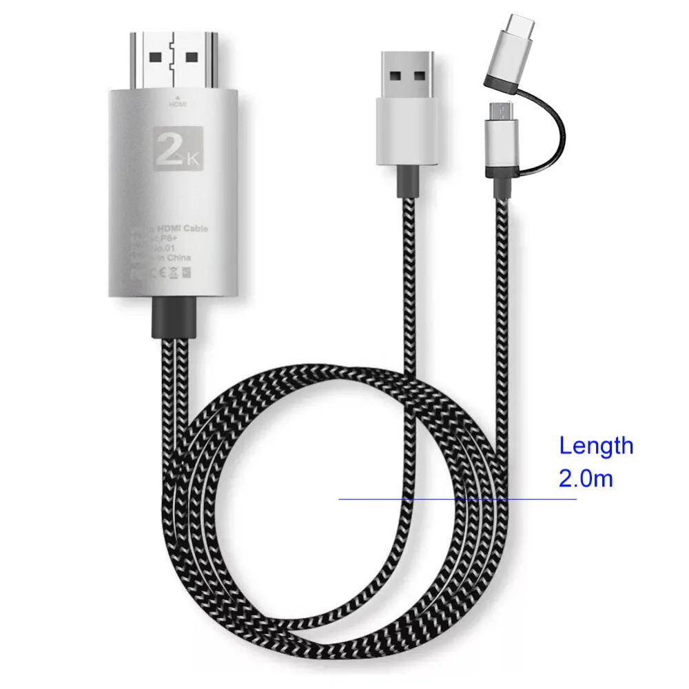 1080P USB к HDMI HD ТВ кабель конвертер Тип C микро Android 5,0 и выше мобильный телефон к HDMI ТВ адаптер для samsung huawei OPPO
