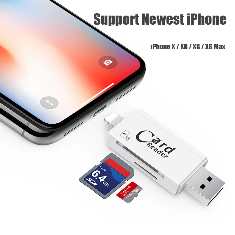 3 в 1 SD TF кардридер Lightning Micro USB 2 0 совместимый адаптер портативный для iPhone Samsung