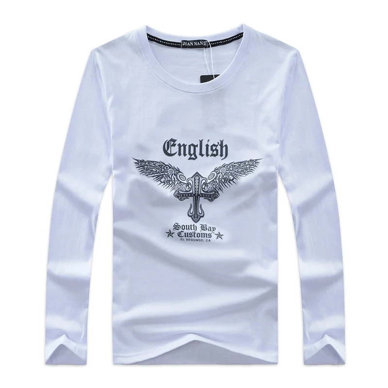 Мужская футболка с длинным рукавом и круглым вырезом