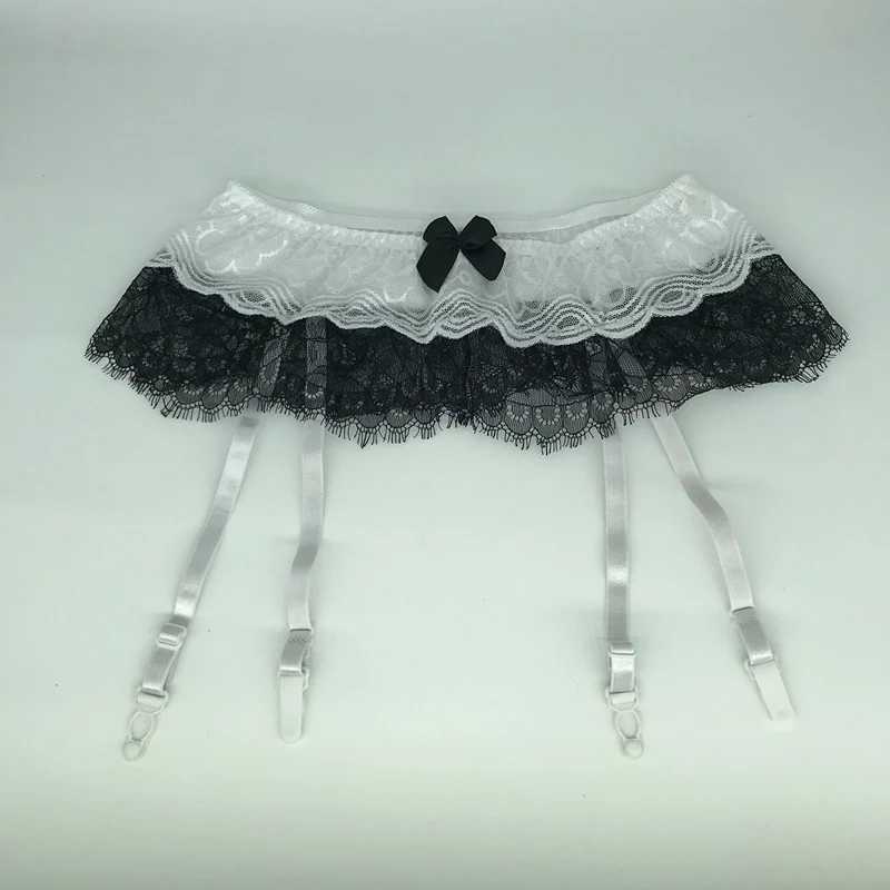 White No Stockings 4 цвета, женские сексуальные подвязки с поясом до бедра, чулки, кружевное платье на подтяжках с цветами, пояс, сексуальное нижнее белье, набор для свадьбы, подвязки - Цвет: White No Stockings