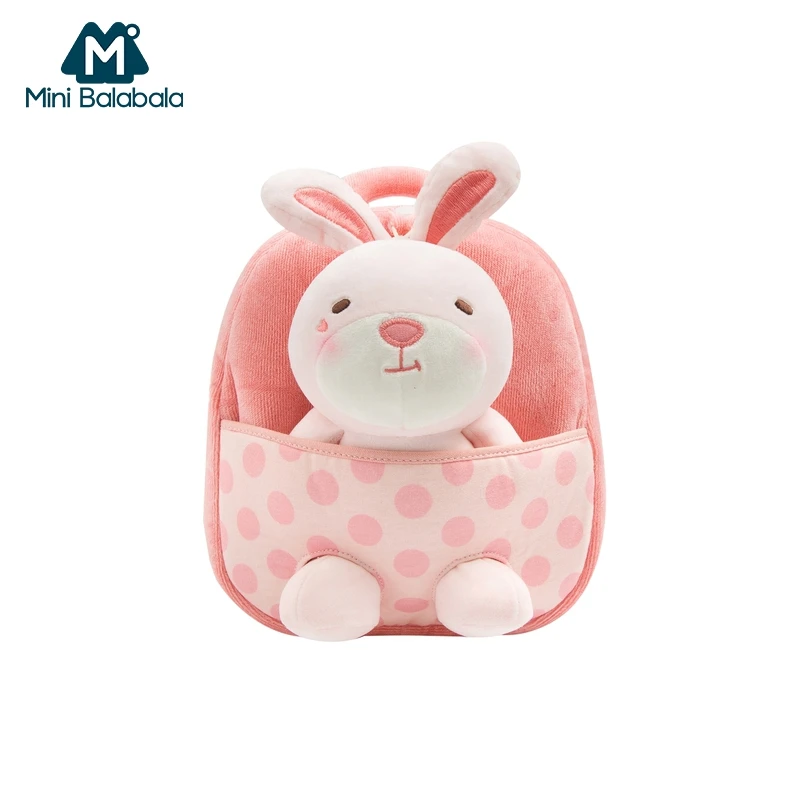 Mini Balabala Kids Backpack 3D Animal Rabbit Bear Plush Cartoon Schoolbag Toddler Boys Girls Kindergarten Children School Bags | Мать и