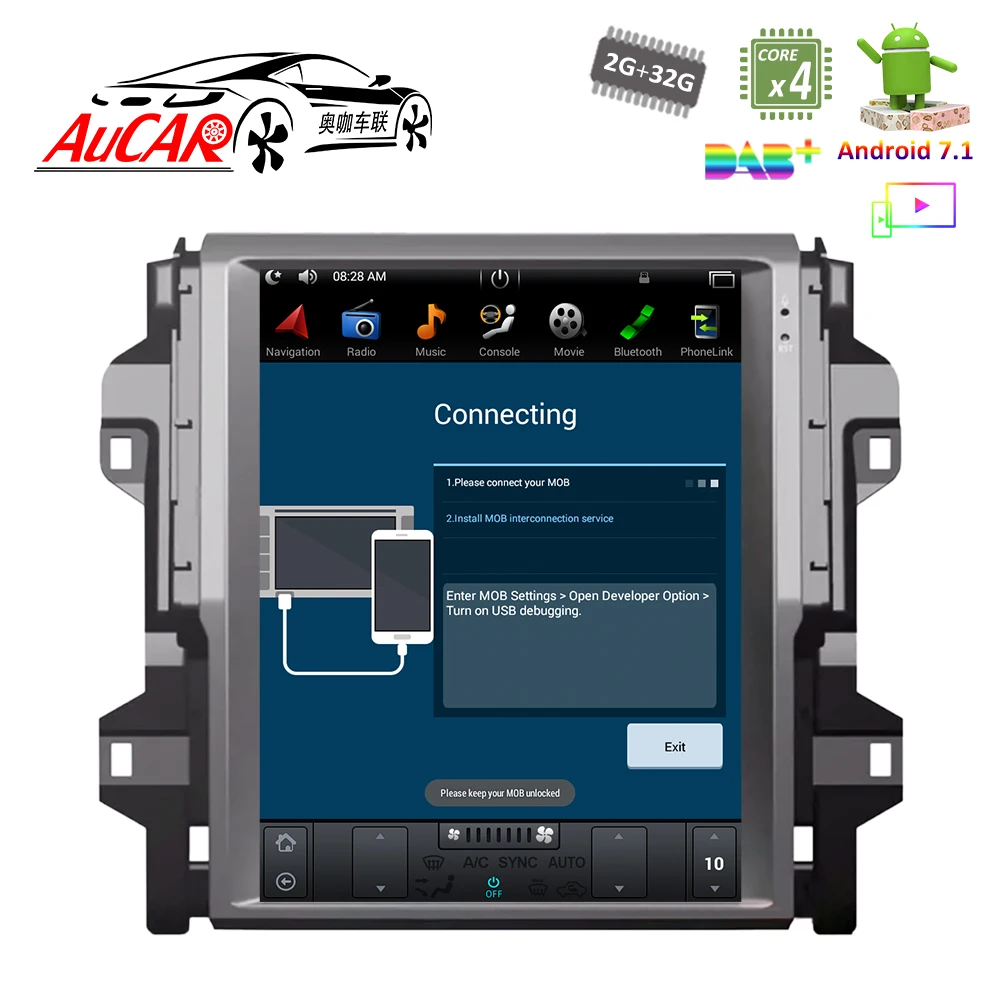 Android 7 1 Tesla стиль 12 "GPS навигационная система для Toyota Fortuner 2016 2018 радио с Bluetooth и GPS