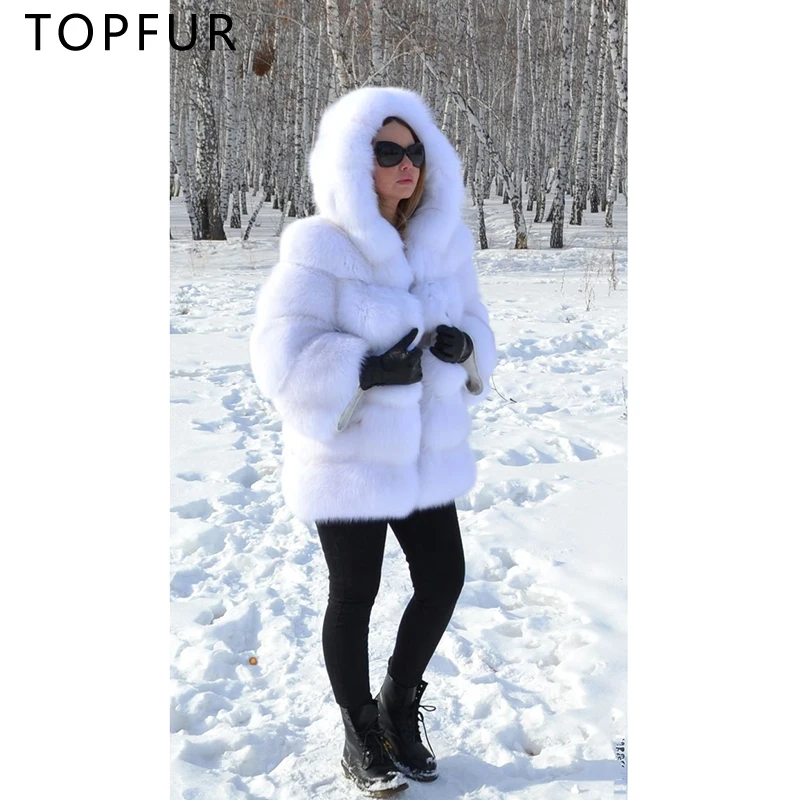 TOPFUR Новое модное зимнее женское пальто из натурального меха для женщин