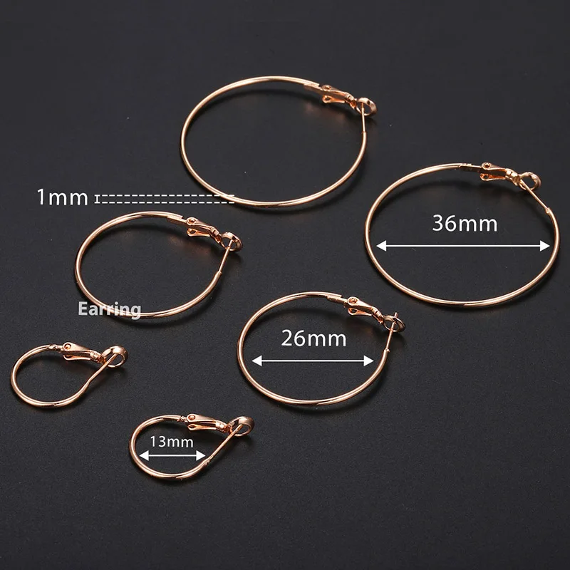 Женские серьги кольца из розового золота 585 пробы 1 мм|Серьги-кольца| | - Фото №1