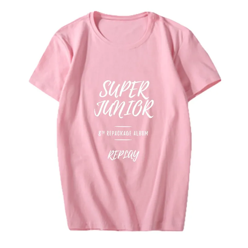Хлопковая Футболка KPOP SUPER JUNIOR 8th Repackage с круглым вырезом в стиле хип-хоп футболки