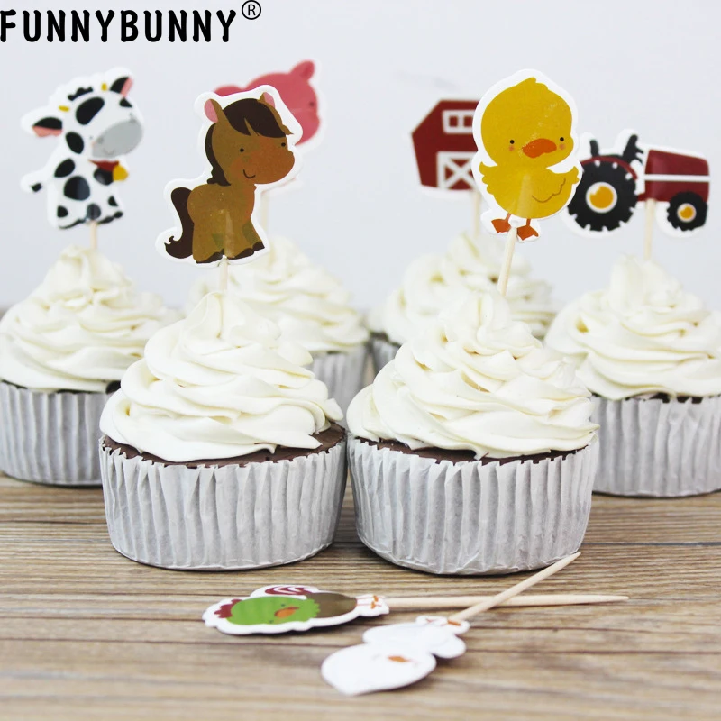 FUNNYBUNNY ферма зоопарк животное торт кекс закуска украшения Toppers выбирает 24