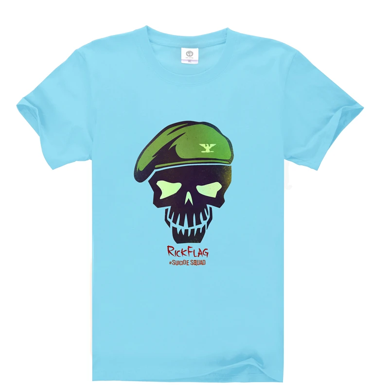 2016 Suicide Squad Detective Comics RICKFLAG мужская Хлопка С Коротким Рукавом Футболки Повседневная