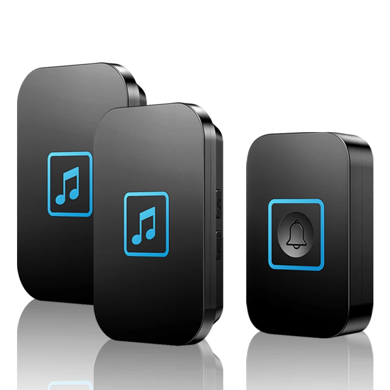 1 button 2 receiver Беспроводной дверной звонок CACAZI, водонепроницаемый, 1, 2, передатчик, 1, 2, 3, приемник, умный дом, звонок, батарея, колокольчик, США, ЕС, Великобритания, разъем AU - Цвет: 1 button 2 receiver