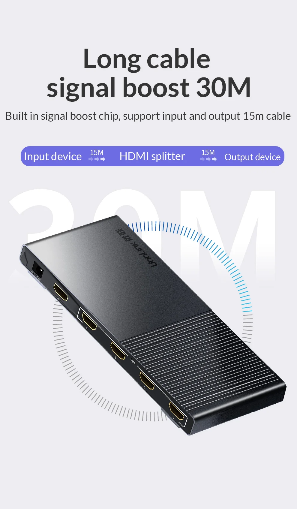 Разветвитель Unnlink HD mi 1X4 HD mi 2,0 UHD 4 k@ 60 Гц 4:4:4 HDR HDCP 2,2 18Gbp 3D для светодиодный проектор Smart tv mi box ps4 xbox one switch
