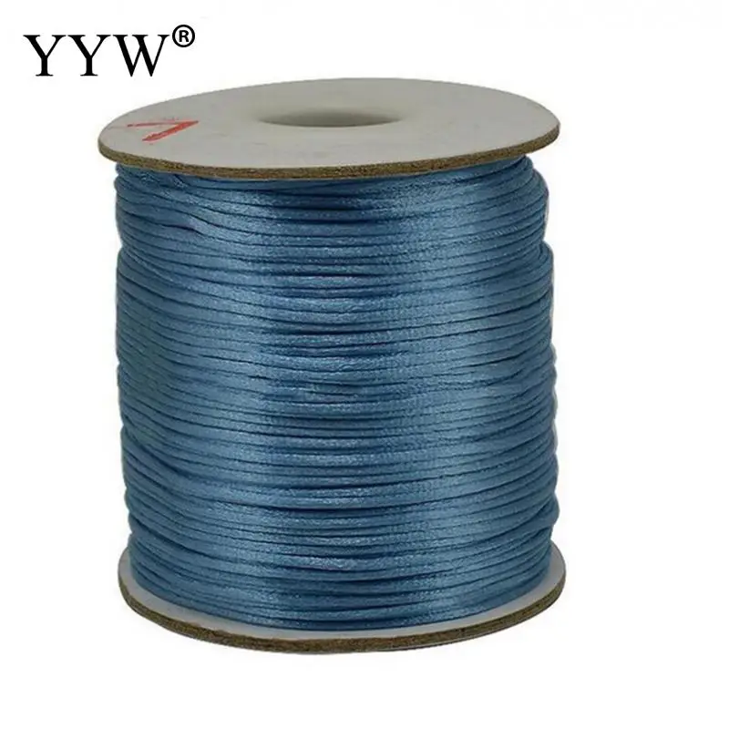 light blue 60 м/рулон, 1,5 мм, мягкий сатиновый шнур, шелковый шнур макраме, нейлоновое ожерелье, ювелирное изделие, вощеный шнур, нить для браслета своими руками - Цвет: light blue