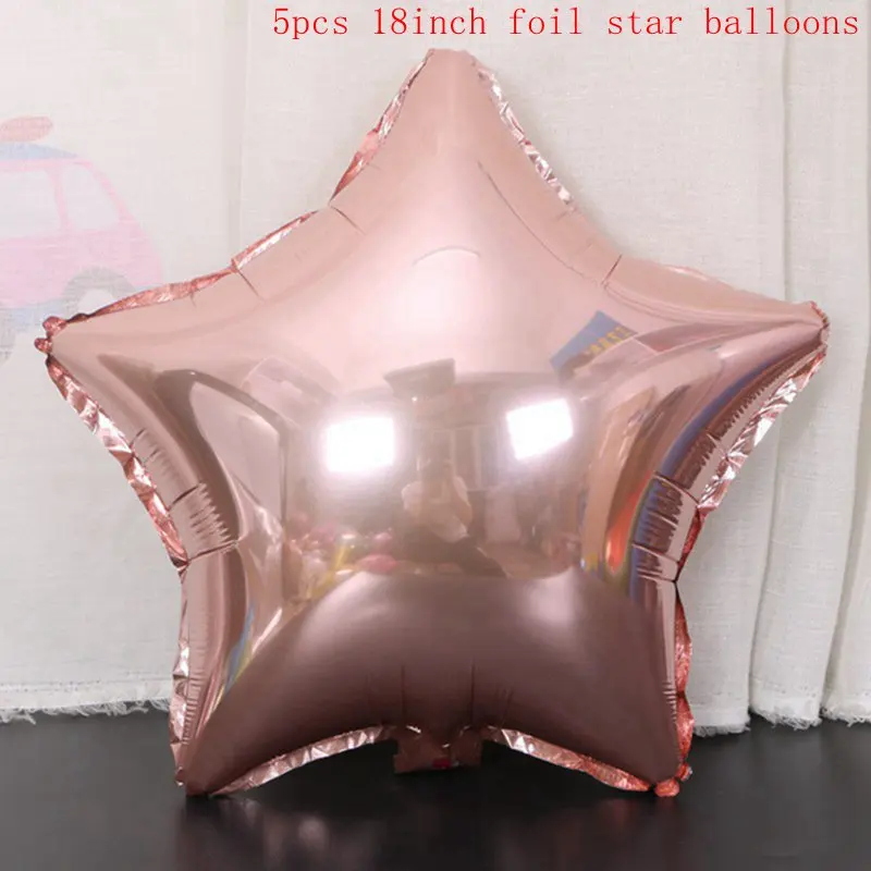 5pcs 18 Inch Star Розовое золото конфетти латексные шары набор звезда сердце воздушный шар из фольги День Рождения украшения Дети Свадьба баллон детский душ принадлежности - Цвет: 5pcs 18 Inch Star