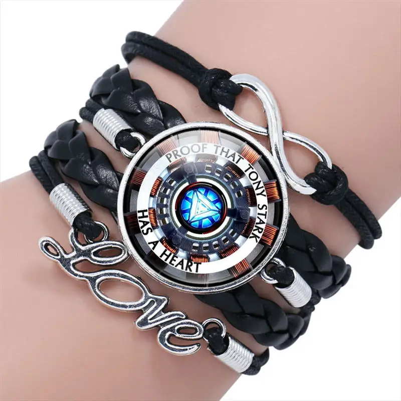 3 Мстители Железный человек Тони Старк значок время стекло кристалл многослойный Плетеный браслет - Окраска металла: 3