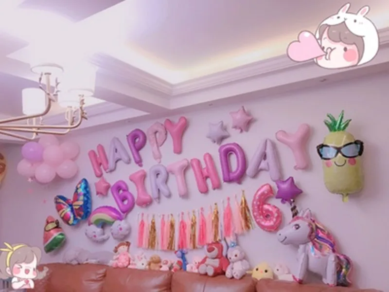 Шарик из фольги с надписью Happy Birthday цветной Радужный латексный воздушный шар для