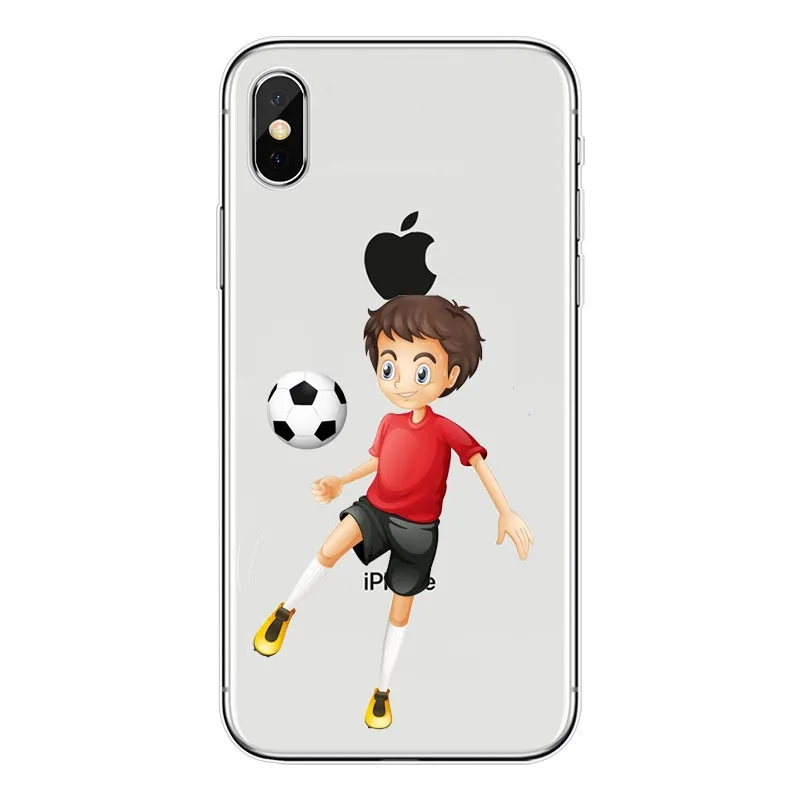 TPU Футбольный Мягкий ТПУ силиконовый чехол для iPhone XS Max 8 8Plus 7 6S 6splus 5 5S SE XR мультяшный футбольный милый чехол - Цвет: TPU