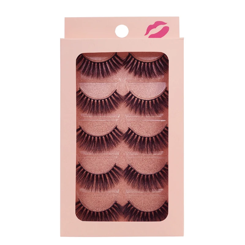 Накладные ресницы 3d норковые волосы натуральные густые 5 пар длинные крестовые