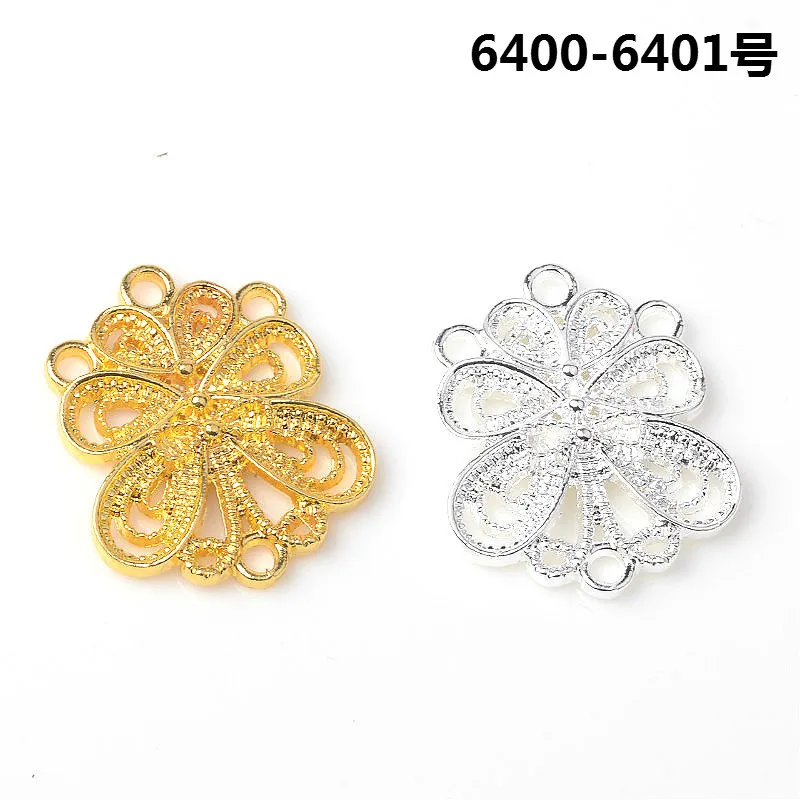 

50pc 20*25mm Gold color Alloy Material Flower Shape Charm Connector pendant For Head DIY Wedding Handmade Jewelry Making
