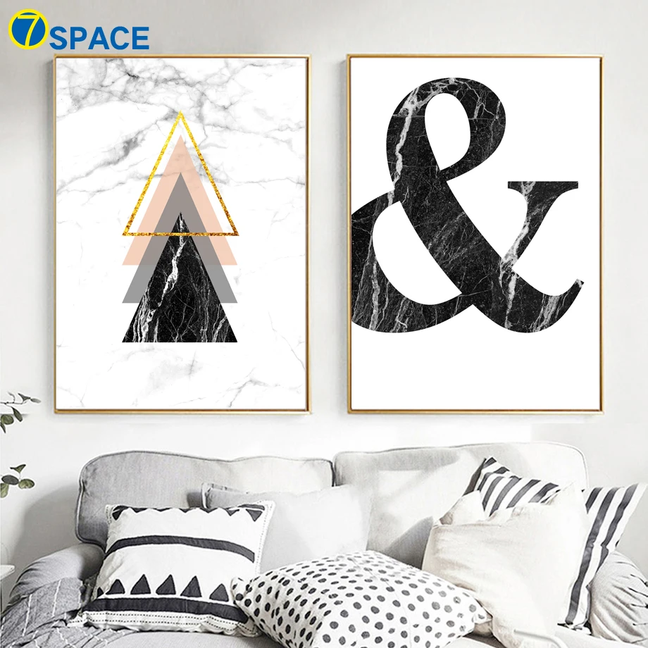 Geometric Marble Ampersand Wall Art Canvas Painting Nordic Posters And Prints Abstract Pictures For Living Room Home Decor | Дом и сад