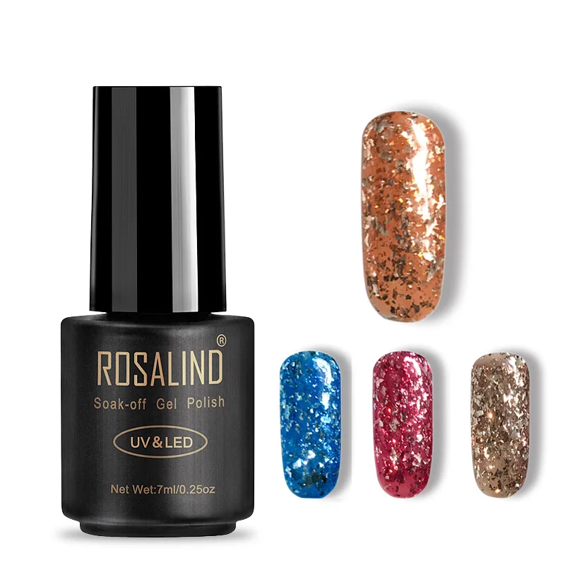 Гель лак Rosalind 1S 7 мл флакон черный цвет блестящий для ногтей можно замочить УФ