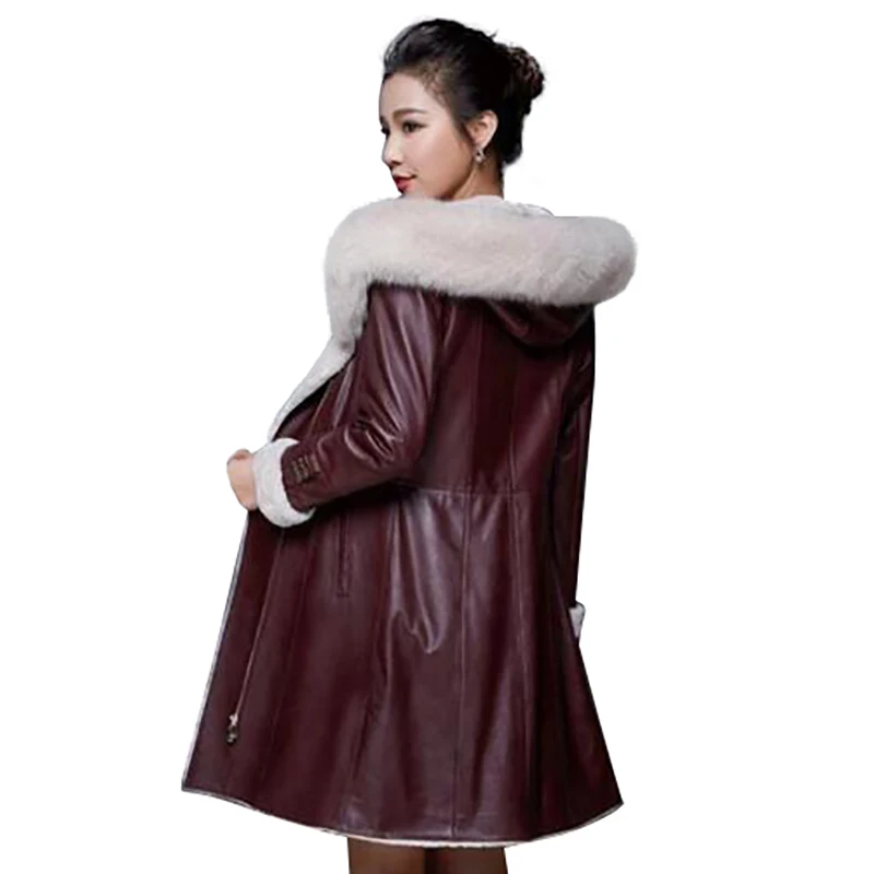 2018 New Brand Fur Coat Fashion High Quality Winter Leather Jacket Women's Long Raccoon Warm Women Parka | Женская одежда