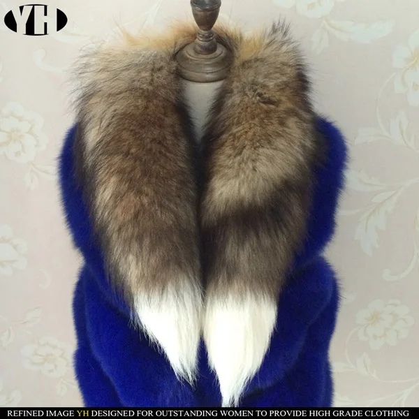 new arrive Real Fox Fur Scarf Women Winter Warm muffler 2 fox Tail patchwork Scarves Fashion fullness Collar Wraps - Цвет: color 3