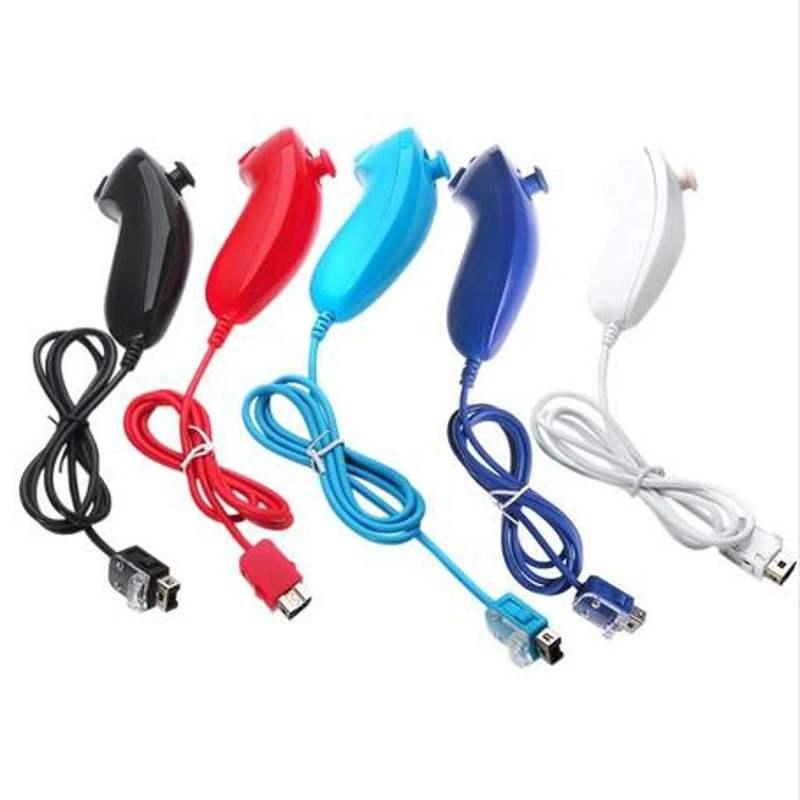 

2021 New Arrival Colorful Handle Nunchuk Nunchuck Remote Game Controller for Wii with wired Wholesale support drop shipping