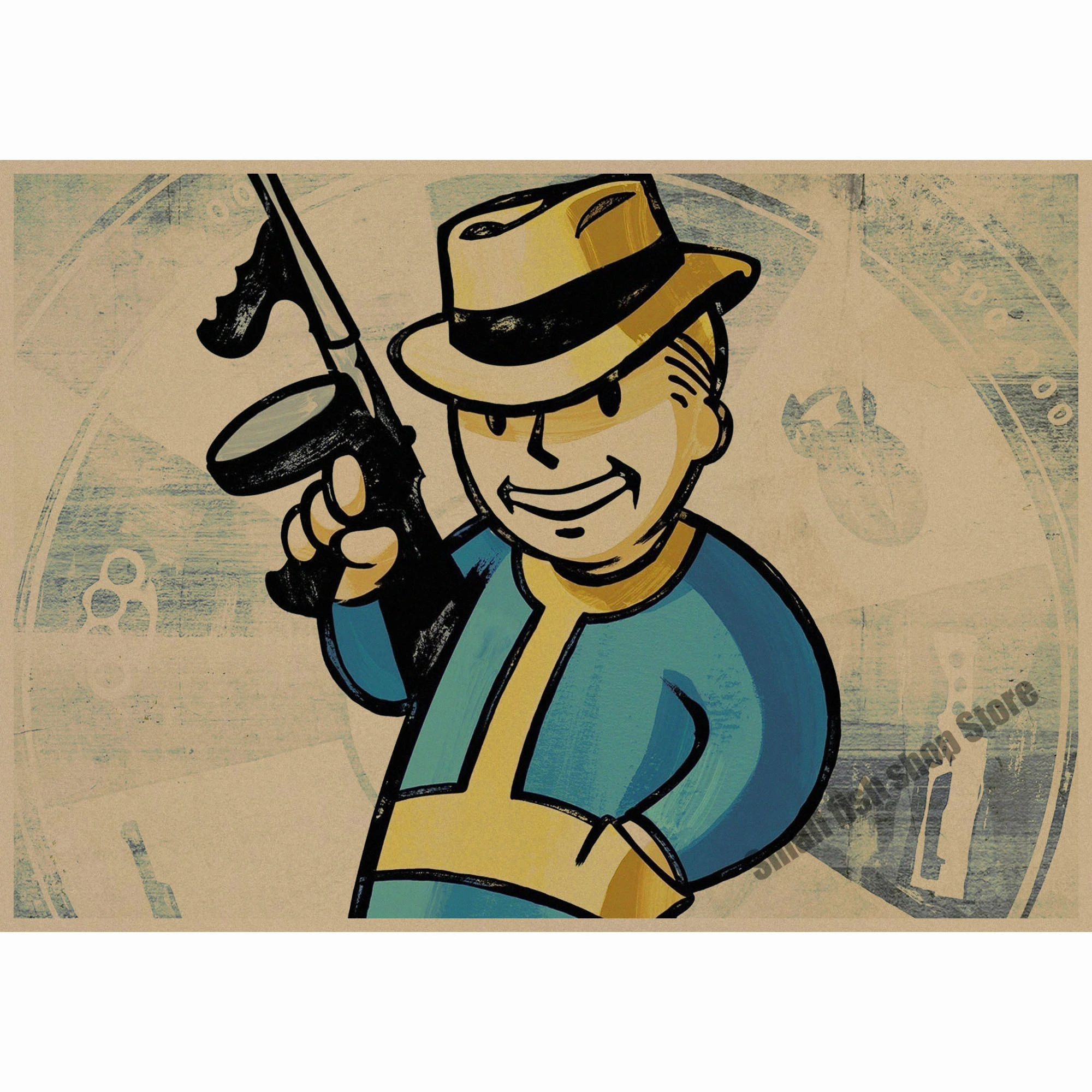 Армейский зеленый Fallout 3 4 Игра ретро плакат, крафт-бумага для бара кафе домашний декор живопись Наклейка на стену - Цвет: Армейский зеленый