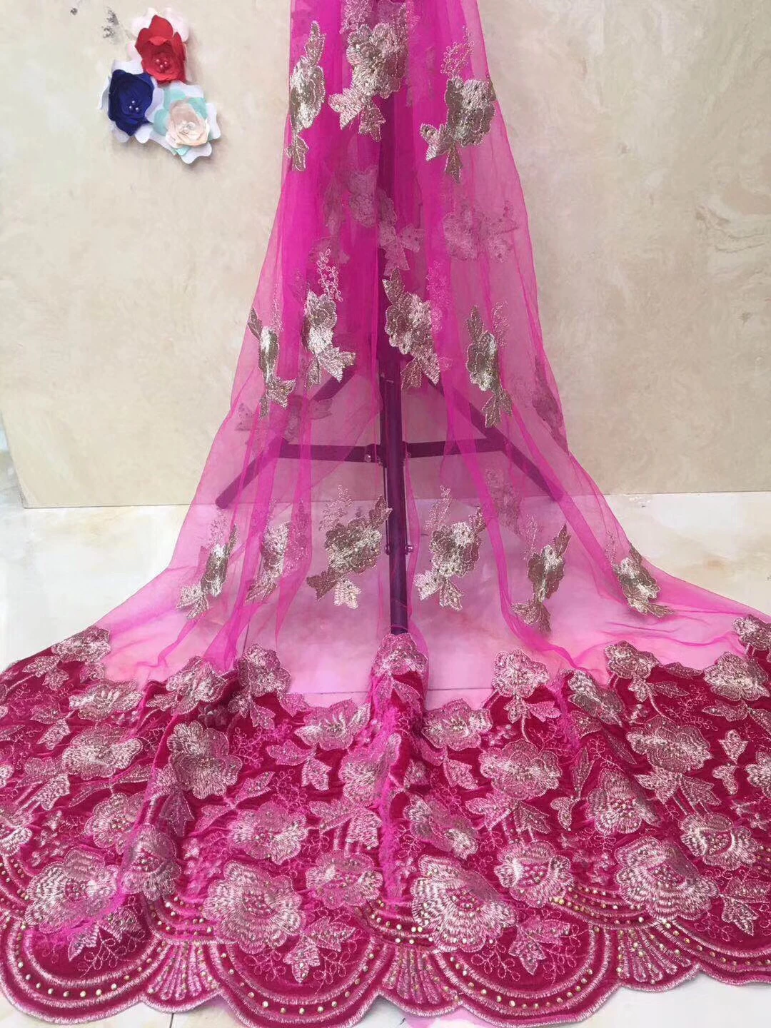 5 ярдов африканская кружевная ткань с блестящая нигерийская 2019