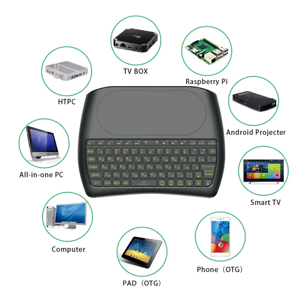 L8STAR D8 Pro Plus Русская мини клавиатура 2 4G Беспроводная Летающая воздушная мышь с сенсорной панелью подсветкой